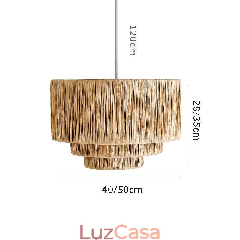 Luz pendente retrô country, abajur de corda de papel multicamadas, abajur de teto
