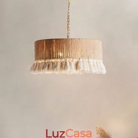 Luminária pendente retrô estilo boêmio com borla de corda de cânhamo Luminária pendente retrô estilo boêmio com borla de corda de cânhamo