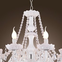 Lustre Cristal Branco Modern Living 8 Luzes