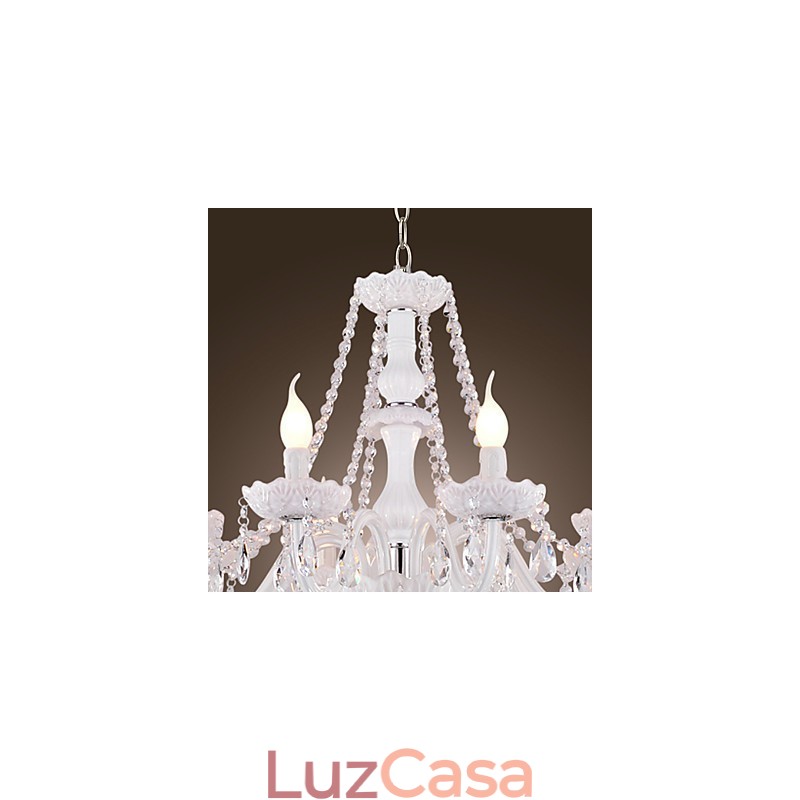 Lustre Cristal Branco Modern Living 8 Luzes