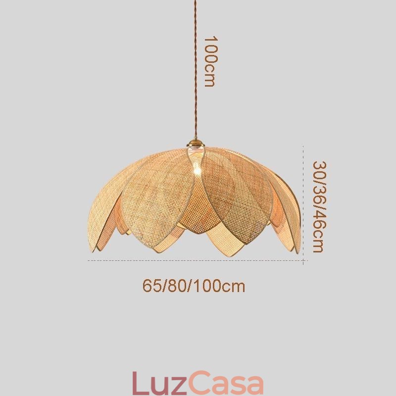 Luminária pendente de lótus de vime Café Retro Luminária de teto de arte em vime