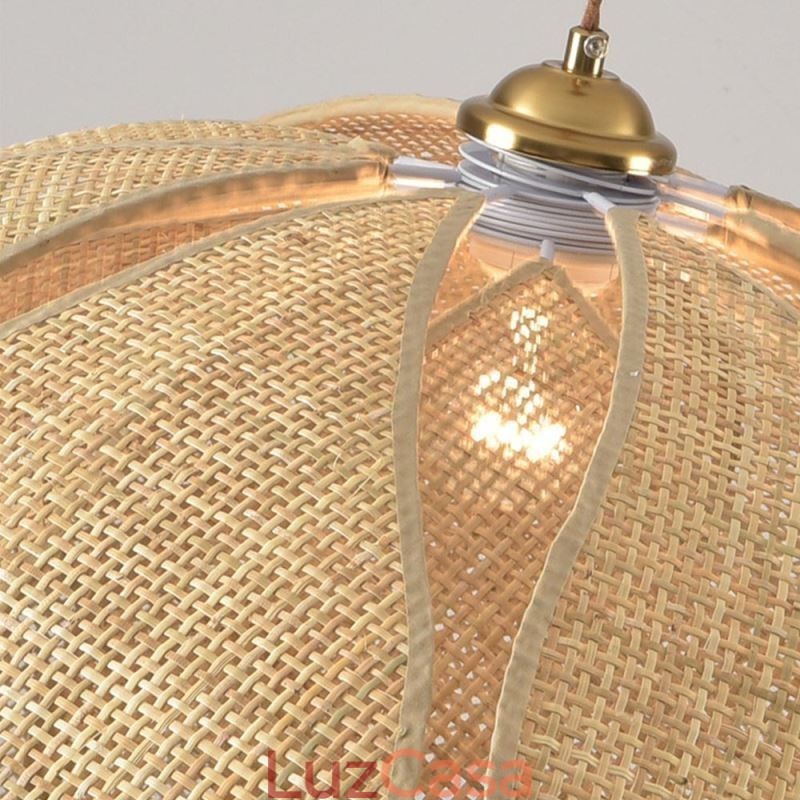 Luminária pendente de lótus de vime Café Retro Luminária de teto de arte em vime