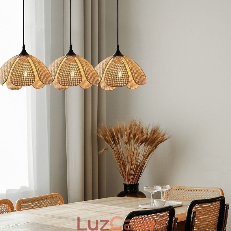 Luminária pendente de vime Luminária de teto retrô de vime