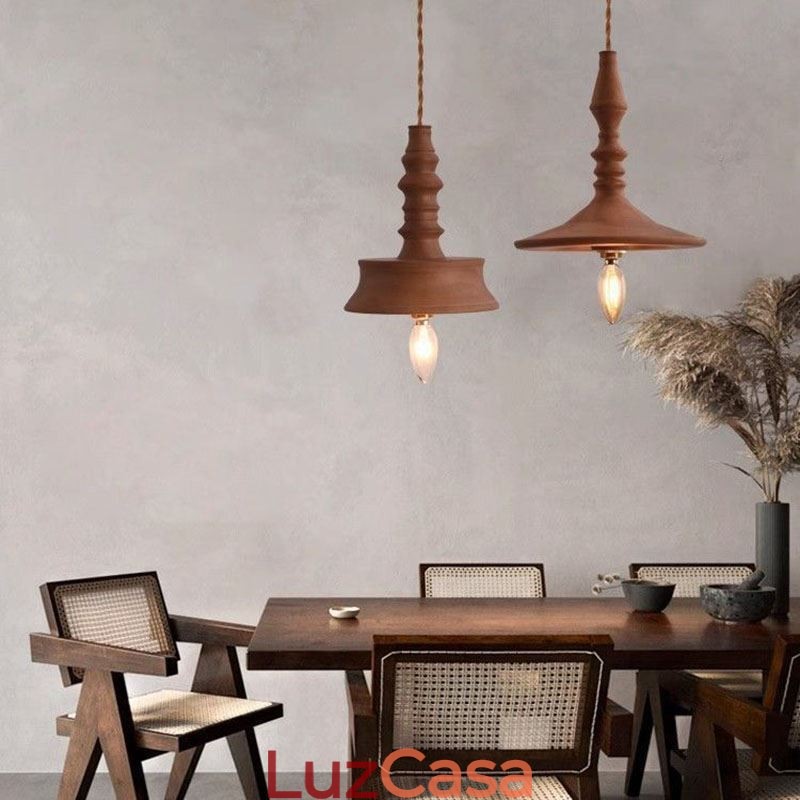 Pendente de madeira de borracha Ins Vintage Hanging Light