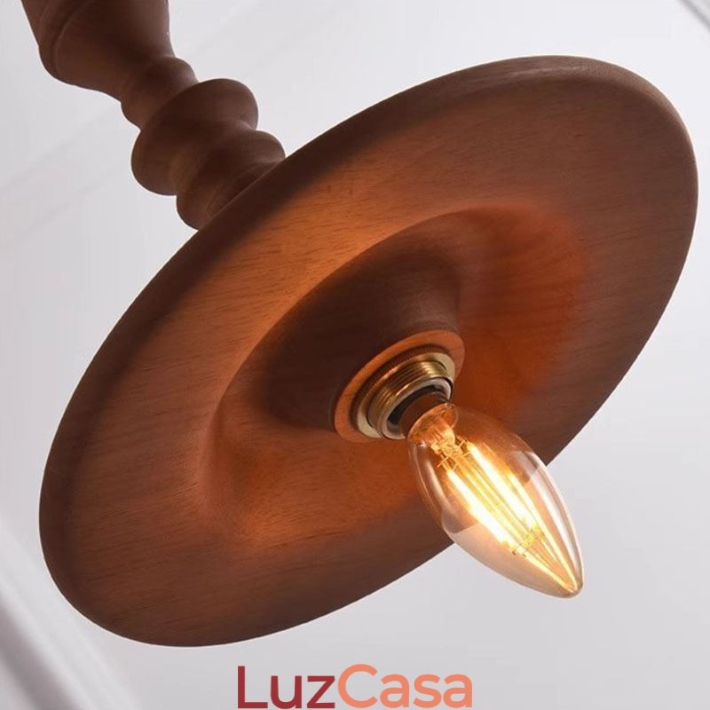 Pendente de madeira de borracha Ins Vintage Hanging Light