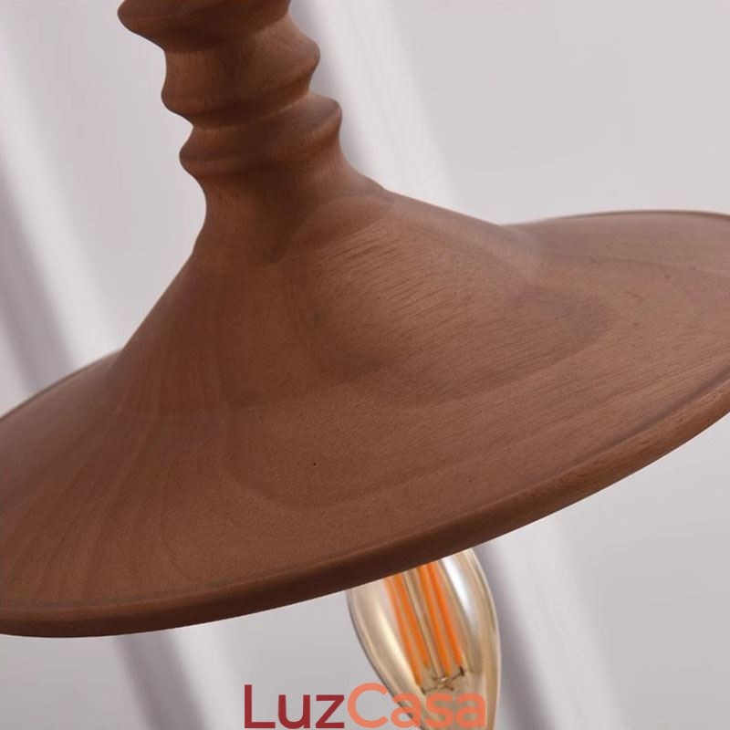 Pendente de madeira de borracha Ins Vintage Hanging Light