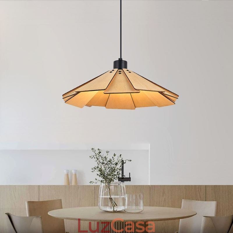 Pendente criativo retrô luz de teto de madeira