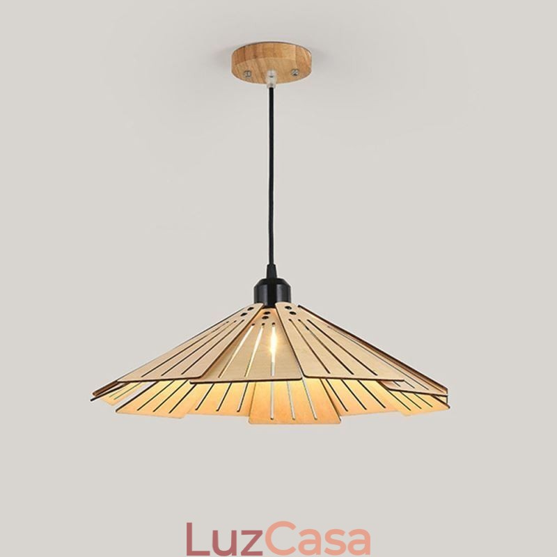 Pendente criativo retrô luz de teto de madeira