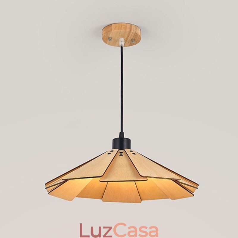 Pendente criativo retrô luz de teto de madeira