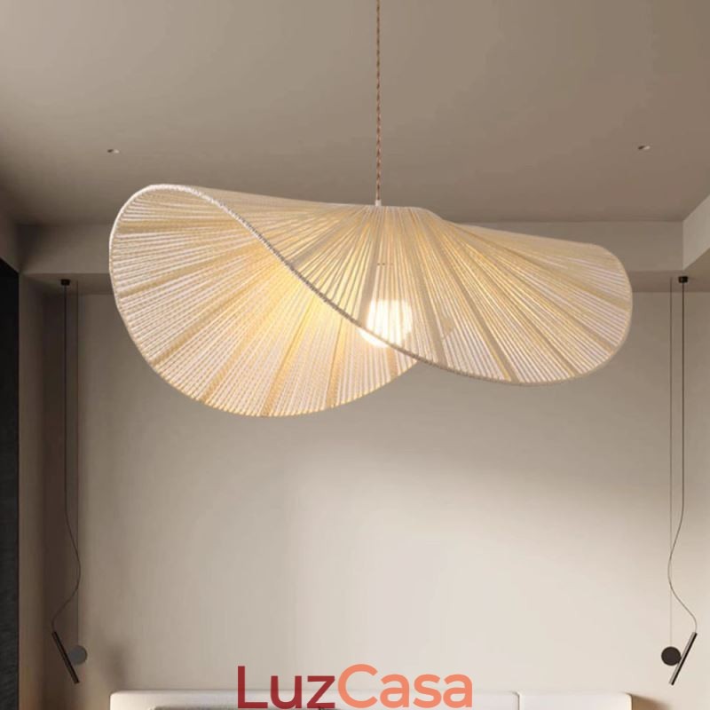 Retro Pendant Light Criativo Wabi Sabi Chapéu de Palha Corda de Cânhamo Luz de Teto