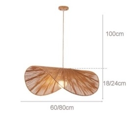 Retro Pendant Light Criativo Wabi Sabi Chapéu de Palha Corda de Cânhamo Luz de Teto