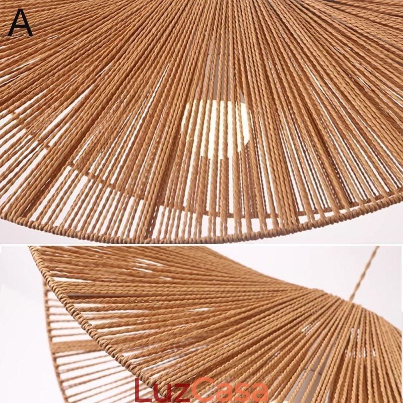 Retro Pendant Light Criativo Wabi Sabi Chapéu de Palha Corda de Cânhamo Luz de Teto