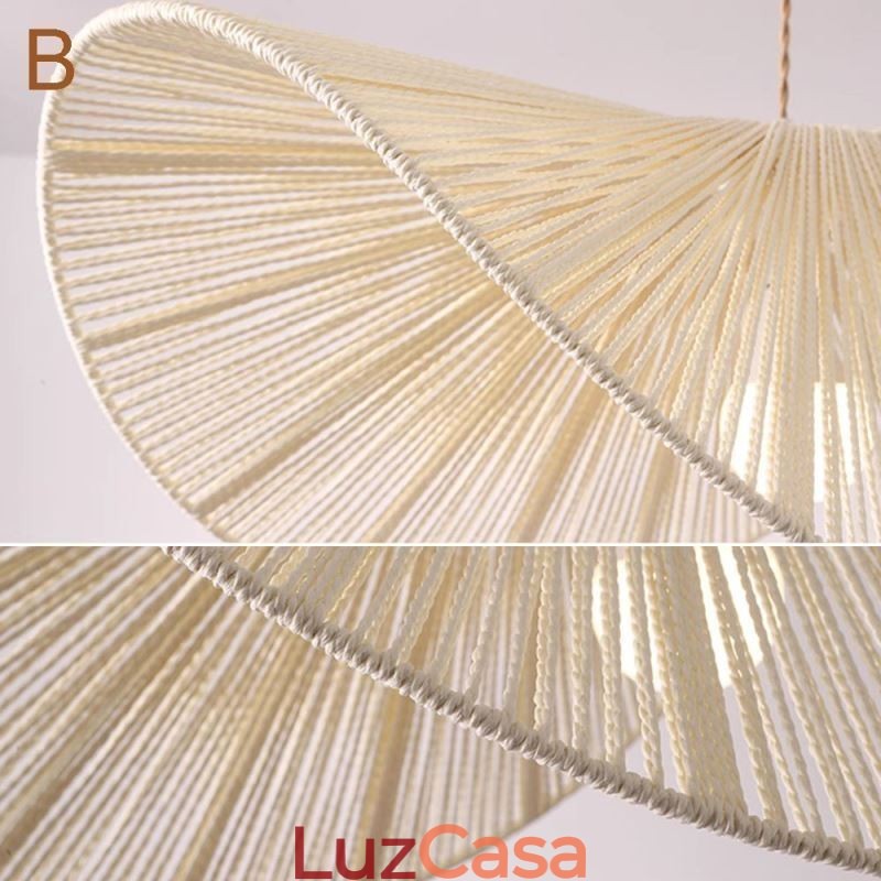 Retro Pendant Light Criativo Wabi Sabi Chapéu de Palha Corda de Cânhamo Luz de Teto