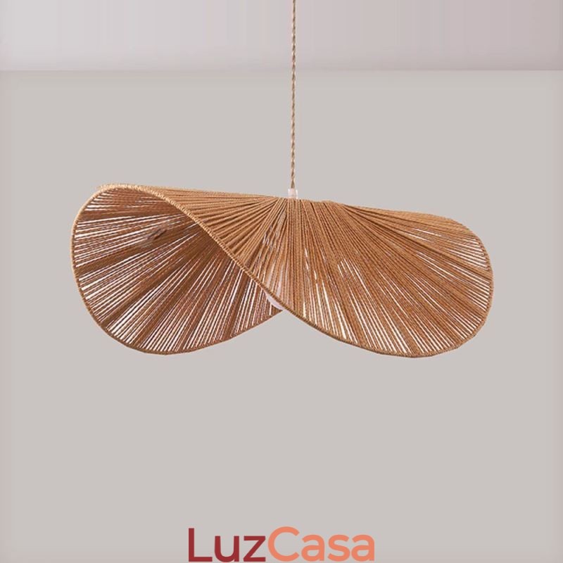 Retro Pendant Light Criativo Wabi Sabi Chapéu de Palha Corda de Cânhamo Luz de Teto