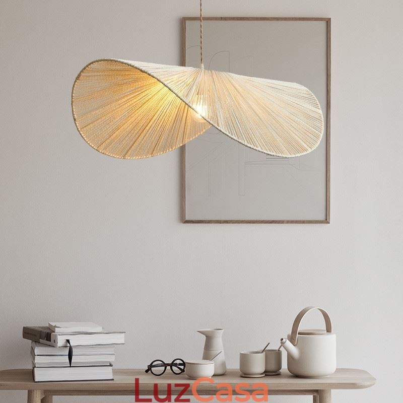 Retro Pendant Light Criativo Wabi Sabi Chapéu de Palha Corda de Cânhamo Luz de Teto