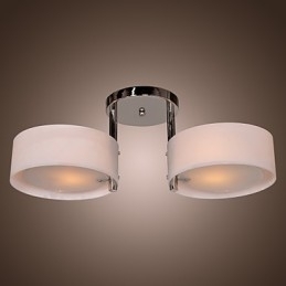 Lustre moderno contemporâneo de metal cromado com montagem embutida