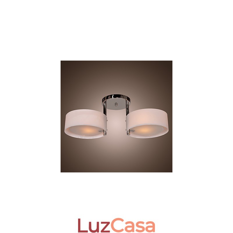 Lustre moderno contemporâneo de metal cromado com montagem embutida