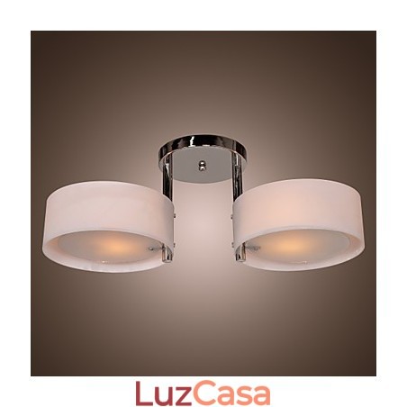 Lustre moderno contemporâneo de metal cromado com montagem embutida Lustre moderno contemporâneo de metal cromado com montagem embutida