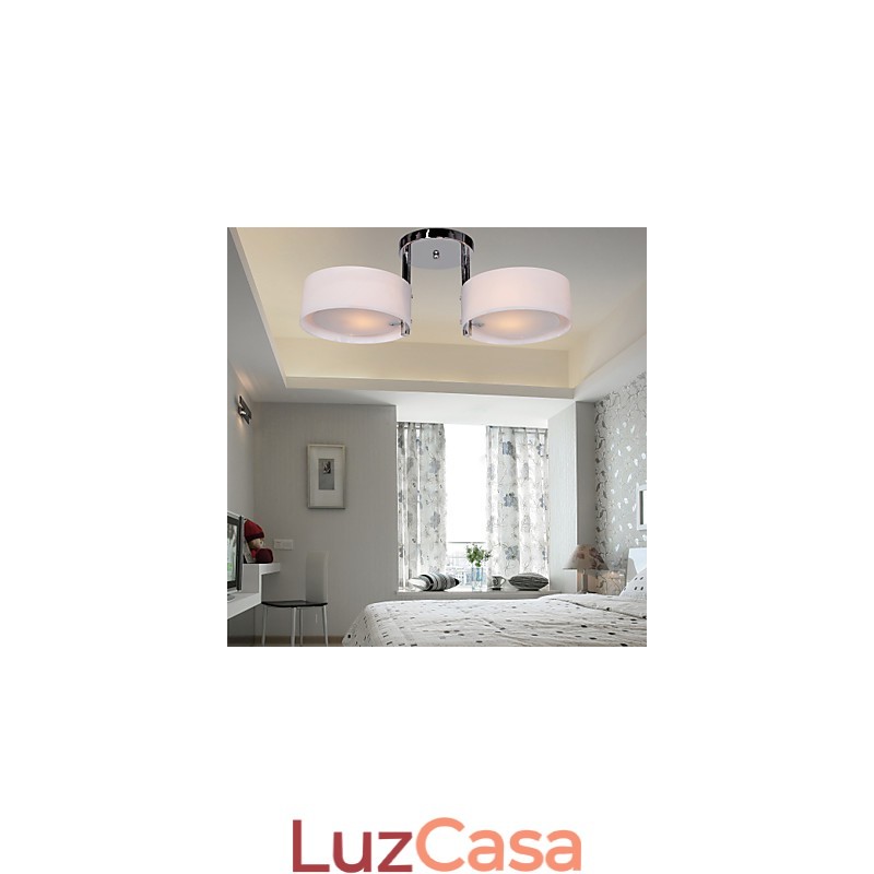Lustre moderno contemporâneo de metal cromado com montagem embutida