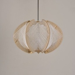 Luminária pendente nórdica estilo retrô Wabi Sabi feita à mão em madeira maciça