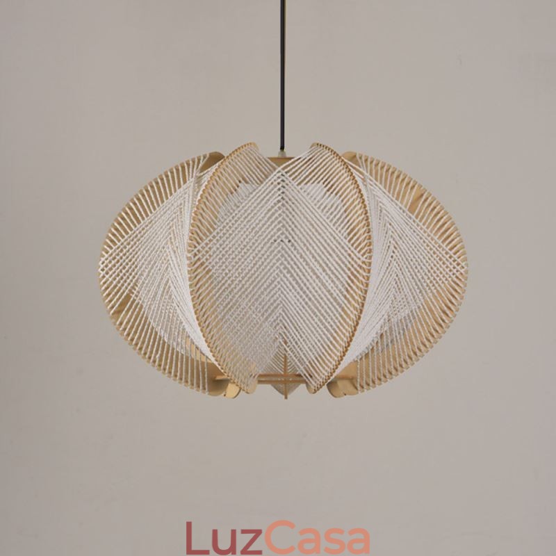 Luminária pendente nórdica estilo retrô Wabi Sabi feita à mão em madeira maciça