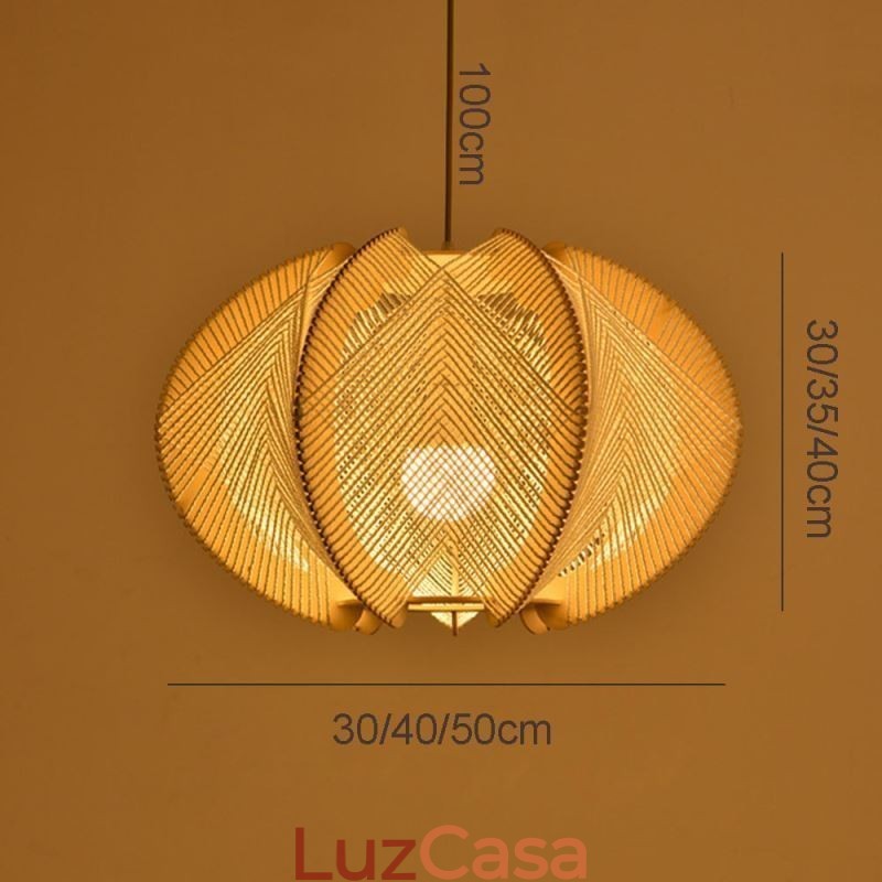 Luminária pendente nórdica estilo retrô Wabi Sabi feita à mão em madeira maciça