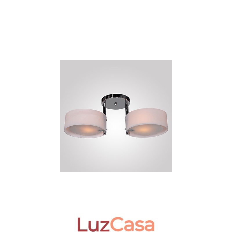 Lustre moderno contemporâneo de metal cromado com montagem embutida