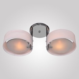 Lustre moderno contemporâneo de metal cromado com montagem embutida