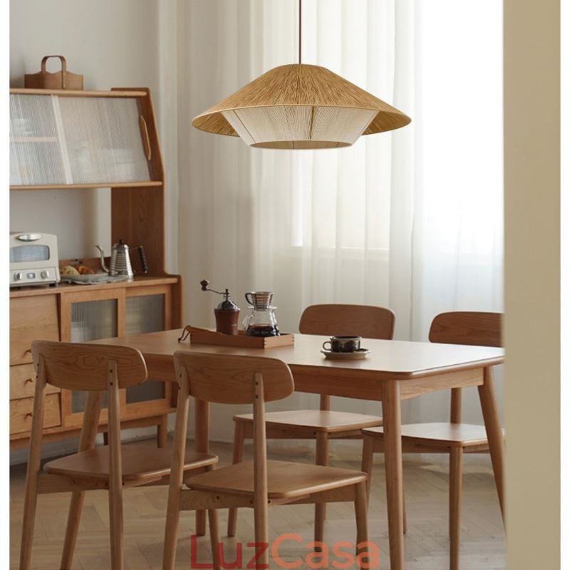 Luminária pendente de corda de cânhamo, luminária de teto tecida à mão