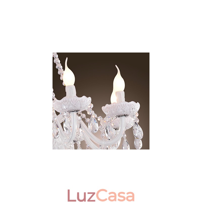 Lustre Cristal Branco Modern Living 8 Luzes