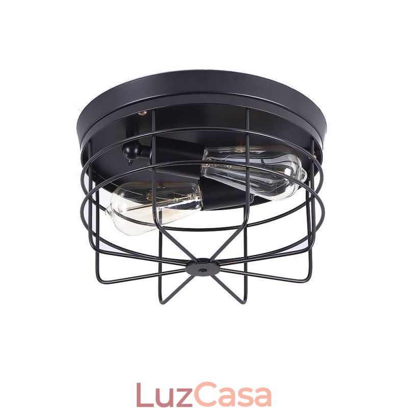 Luminária de teto industrial de gaiola de metal rústica embutida