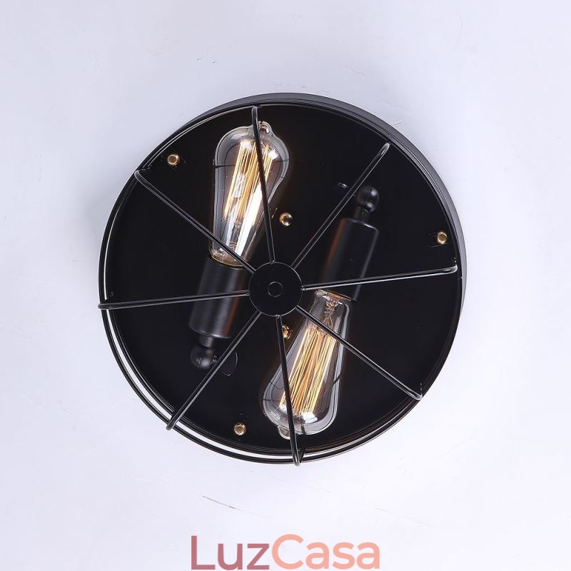 Luminária de teto industrial de gaiola de metal rústica embutida