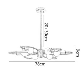 Lustre Rústico 6 Luzes Pétalas Clássicas Luz Pendente de Teto