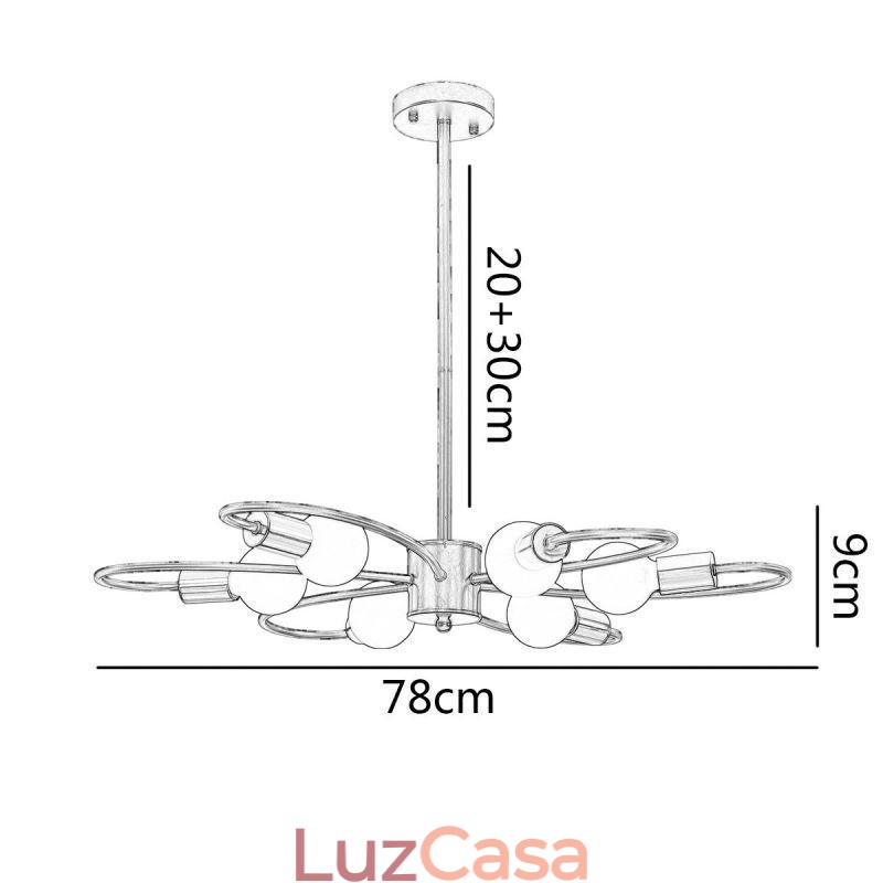 Lustre Rústico 6 Luzes Pétalas Clássicas Luz Pendente de Teto