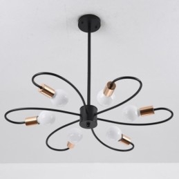 Lustre Rústico 6 Luzes Pétalas Clássicas Luz Pendente de Teto