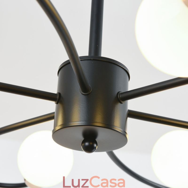 Lustre Rústico 6 Luzes Pétalas Clássicas Luz Pendente de Teto