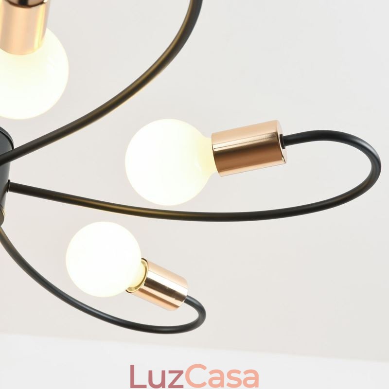 Lustre Rústico 6 Luzes Pétalas Clássicas Luz Pendente de Teto