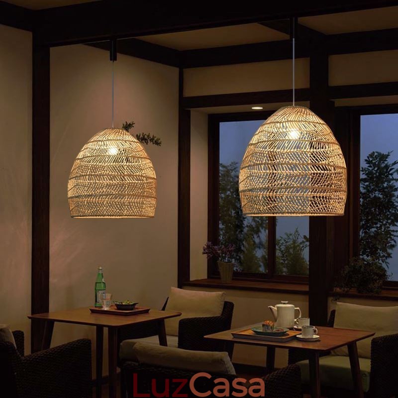 Luz pendente tecida à mão Luz suspensa de vime Fazenda
