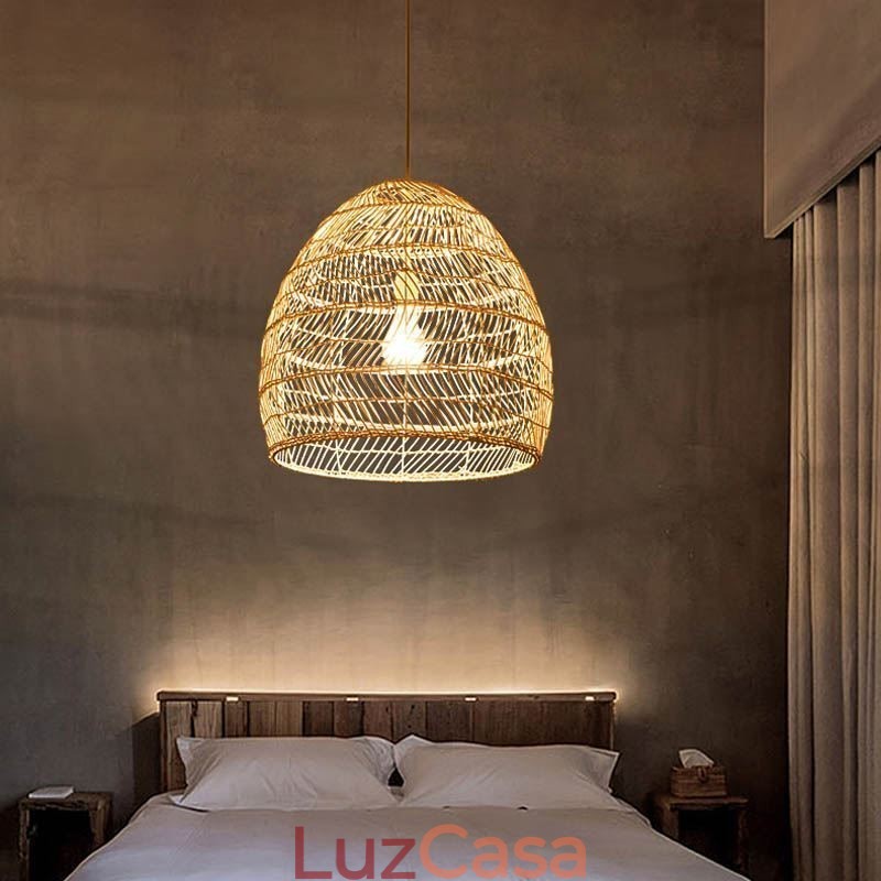 Luz pendente tecida à mão Luz suspensa de vime Fazenda
