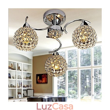 Luminária pendente moderna contemporânea de cristal galvanizado com metal e montagem embutida Luminária pendente moderna contemporânea de cristal galvanizado com metal e montagem embutida