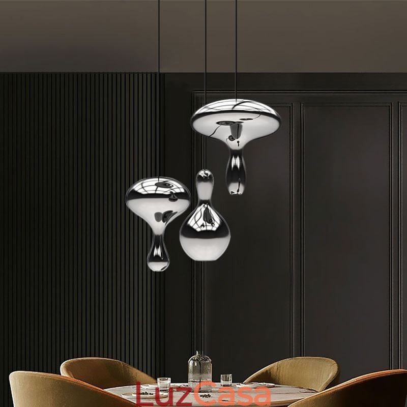 Luminária pendente criativa moderna, simples, de vidro galvanizado, pequena, de teto