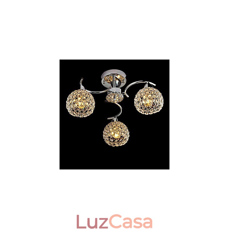 Luminária pendente moderna contemporânea de cristal galvanizado com metal e montagem embutida