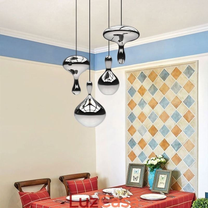 Luminária pendente criativa moderna, simples, de vidro galvanizado, pequena, de teto
