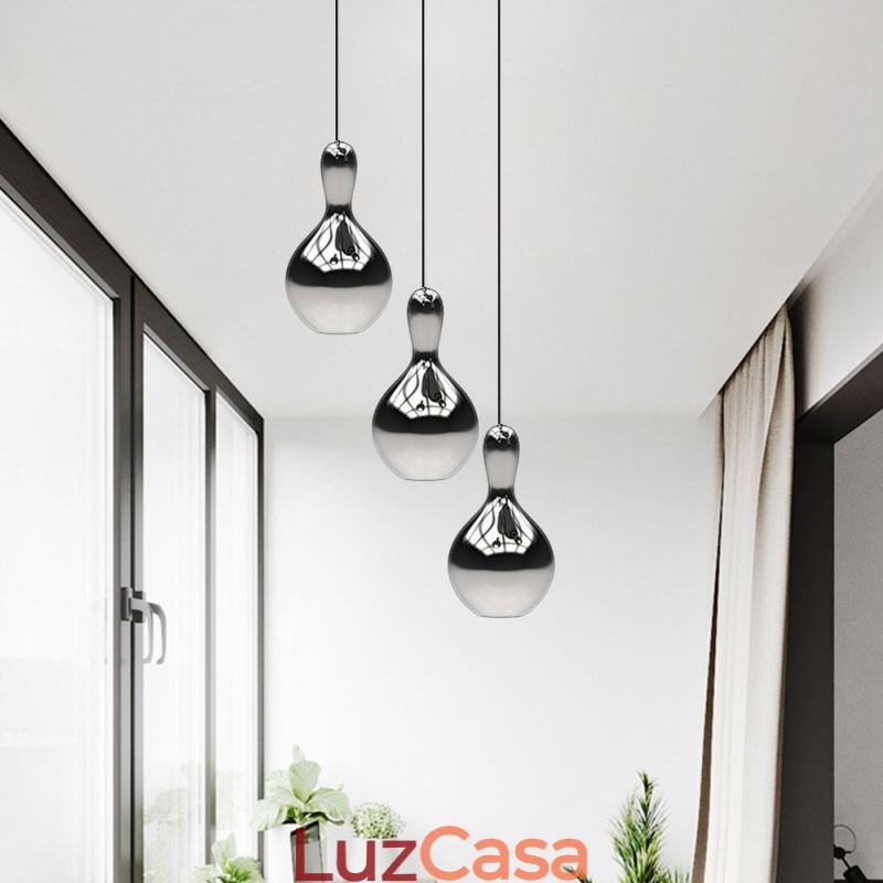 Luminária pendente criativa moderna, simples, de vidro galvanizado, pequena, de teto