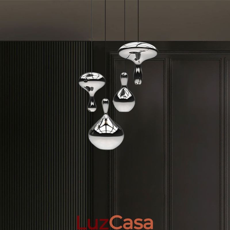 Luminária pendente criativa moderna, simples, de vidro galvanizado, pequena, de teto