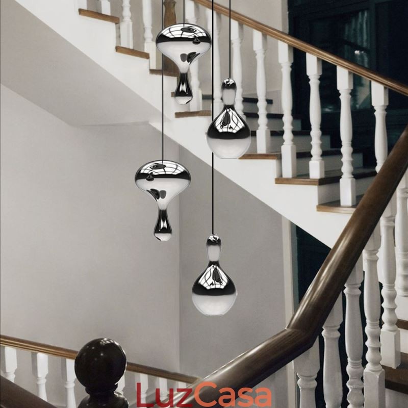 Luminária pendente criativa moderna, simples, de vidro galvanizado, pequena, de teto
