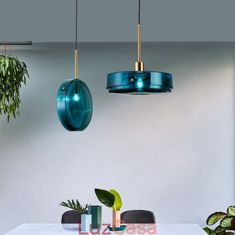 Luminária pendente de vidro redonda para bolo, moderna, minimalista, de ferro forjado, para teto