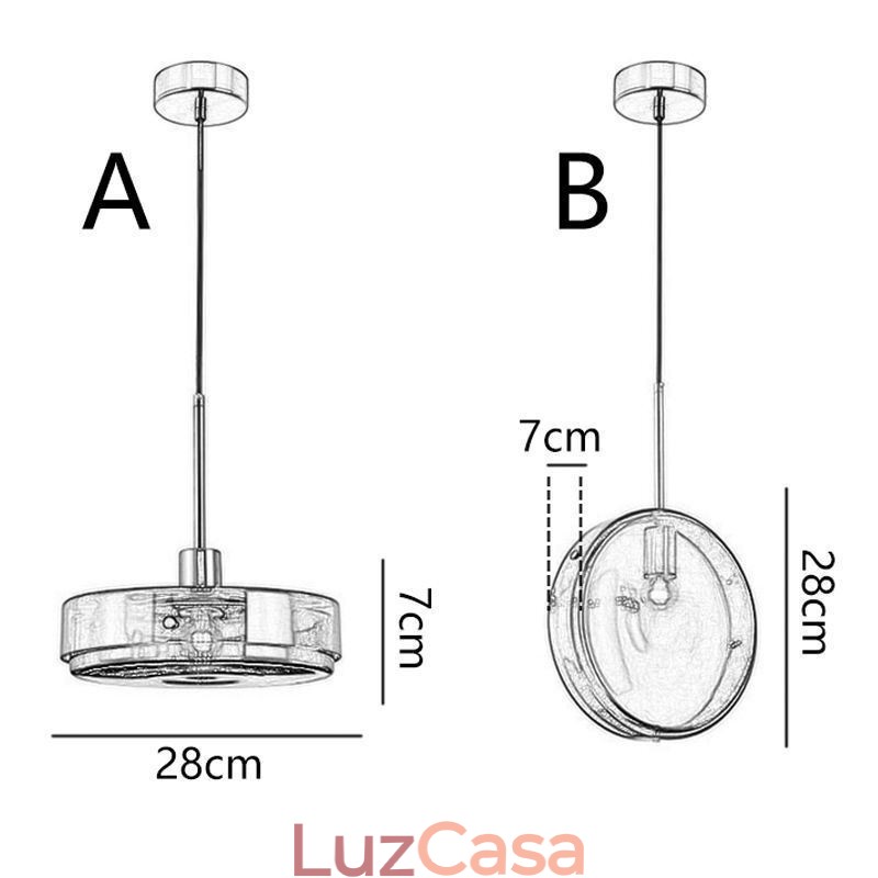 Luminária pendente de vidro redonda para bolo, moderna, minimalista, de ferro forjado, para teto