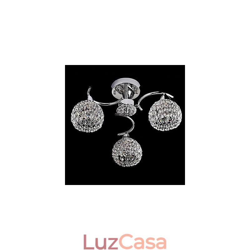 Luminária pendente moderna contemporânea de cristal galvanizado com metal e montagem embutida