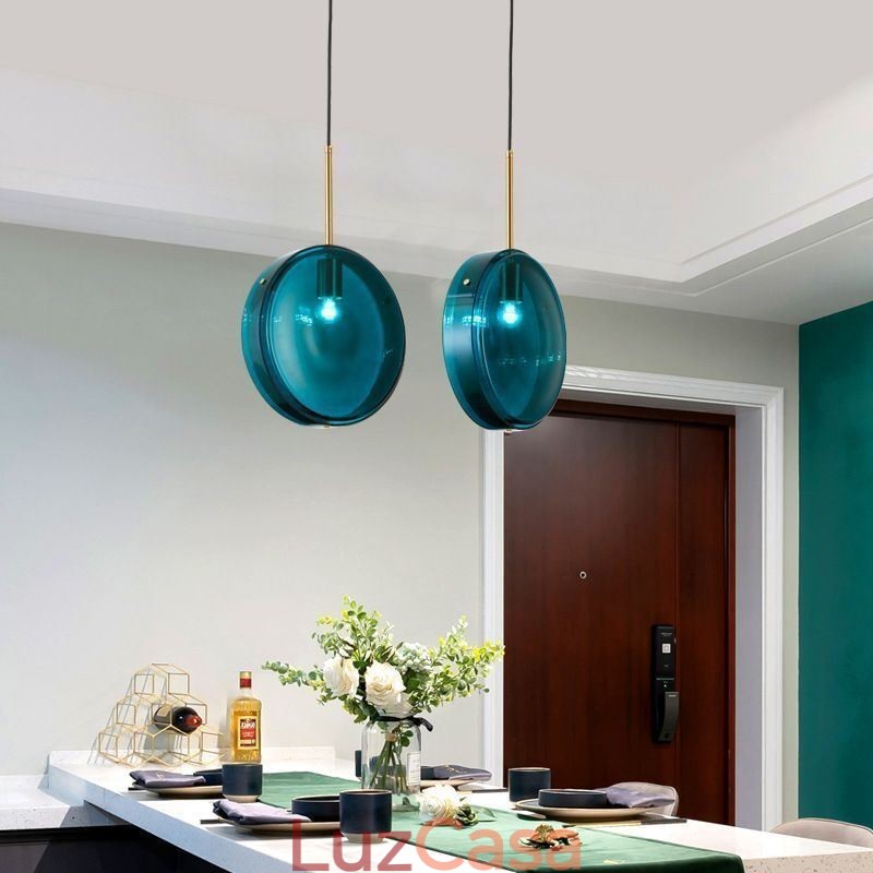 Luminária pendente de vidro redonda para bolo, moderna, minimalista, de ferro forjado, para teto
